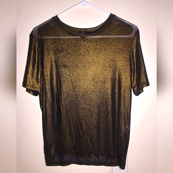 Sheer Metallic Knit Tee - Picture 1 of 2